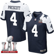 Nike Cowboys -4 Dak Prescott Navy Blue Thanksgiving Stitched NFL Super Bowl LI 51 Throwback Elite Je