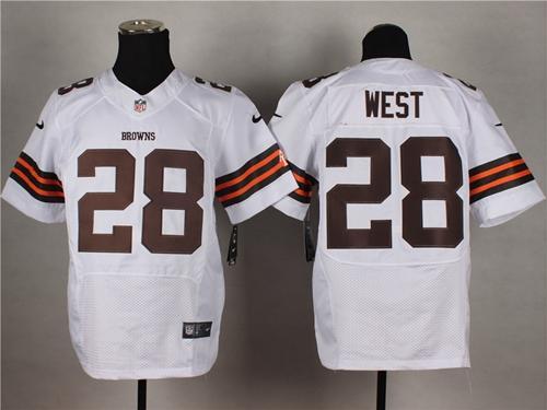 Nike Cleveland Browns -28 Terrance West White Men's Stitched NFL Elite Jersey