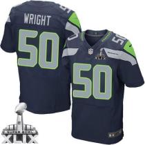 Nike Seattle Seahawks #50 KJ Wright Steel Blue Team Color Super Bowl XLIX Men's Stitched NFL Elite J