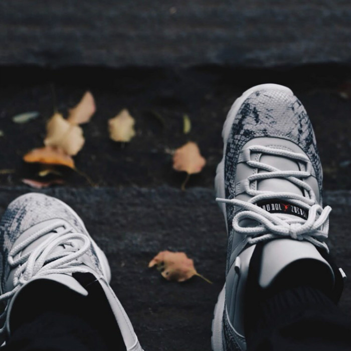 light bone jordan 11 on feet