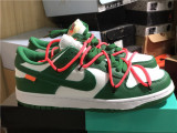 Authentic OFF-WHITE x Nike Dunk Low White-Green-Pink GS