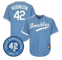 Brooklyn Dodgers Jackie Robinson #42 Light Blue Cool Base Cooperstown Coolection Player Jersey