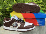Authentic Supreme x Nike SB Dunk Low White/God/Brown GS