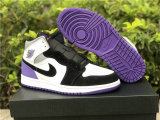 Authentic Air Jordan 1 Mid Black/Purple/White/Grey