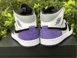 Authentic Air Jordan 1 Mid Black/Purple/White/Grey