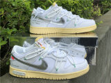 Authentic Off-White x Nike SB Dunk Low “1/50” White/Silver