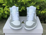 Authentic Air Jordan 1 Mid WMNS Grey/White/Icy Soles GS