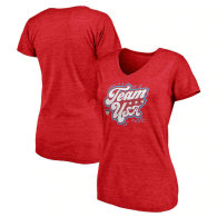Team USA Fanatics Branded Women's Favorite Era Tri-Blend V-Neck T-Shirt - Red