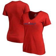USA Golf Fanatics Branded Women's Primary Logo V-Neck T-Shirt - Red