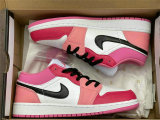 Authentic Air Jordan 1 Low White/Pink/Red GS