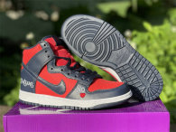 Authentic Supreme x Nike SB Dunk High “By Any Means” Varsity Red/Midnight Navy-White