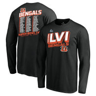 Cincinnati Bengals Fanatics Branded Super Bowl LVI Bound Tilted Roster Long Sleeve T-Shirt - Black