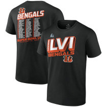 Cincinnati Bengals Fanatics Branded Super Bowl LVI Bound Big & Tall Tilted Roster T-Shirt-Black