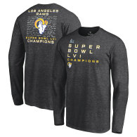 Los Angeles Rams Fanatics Branded Super Bowl LVI Champions Roster Signature Long Sleeve T-Shirt - Heathered Charcoal