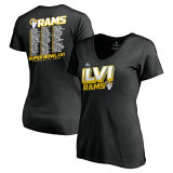 Los Angeles Rams Fanatics Branded Women's Super Bowl LVI Bound Tilted Roster V-Neck T-Shirt - Black