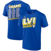 Los Angeles Rams Fanatics Branded Super Bowl LVI Bound Tilted Roster T-Shirt - Royal Blue