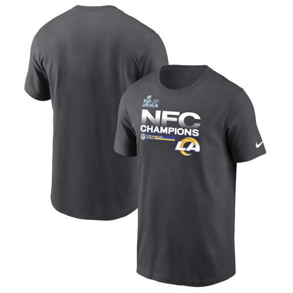Los Angeles Rams Nike 2021 NFC Champions Locker Room Trophy Collection T-Shirt - Anthracite