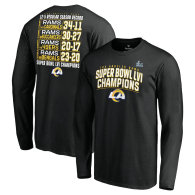 Los Angeles Rams Fanatics Branded Super Bowl LVI Champions Schedule Long Sleeve T-Shirt - Black