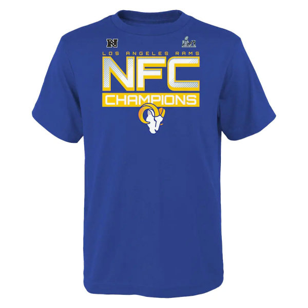 Los Angeles Rams Fanatics Branded Youth 2021 NFC Champions Iconic Slant T-Shirt - Royal Blue