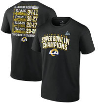 Los Angeles Rams Fanatics Branded Super Bowl LVI Champions Schedule T-Shirt - Black