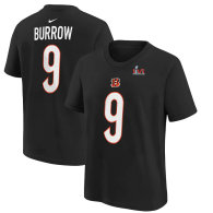 Joe Burrow Cincinnati Bengals Nike Super Bowl LVI Bound Name & Number T-Shirt - Black