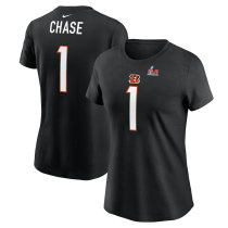 Ja'Marr Chase Cincinnati Bengals Nike Women's Super Bowl LVI Bound Name & Number T-Shirt - Black