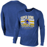 Los Angeles Rams Majestic Threads Super Bowl LVI Champions Tri-Blend Long Sleeve T-Shirt - Royal Blue