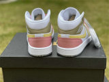 Authentic Air Jordan 1 Mid Pink/Tan/Soft Yellow