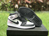 Authentic Air Jordan 1 Mid Black/White-Amethyst Wave-Bleached Coral