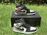 Authentic Air Jordan 1 Mid Black/White-Amethyst Wave-Bleached Coral