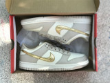 Authentic Nike Dunk Low Beige/White/Gold