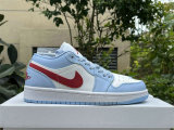 Authentic Air Jordan 1 Low White/Blue/Red