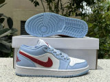 Authentic Air Jordan 1 Low White/Blue/Red