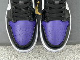 Authentic Air Jordan 1 Low GS Purple/Black/Gold
