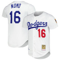 Men's Los Angeles Dodgers Hideo Nomo Mitchell & Ness White Cooperstown Collection Authentic Jersey