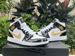 Authentic Air Jordan 1 Mid “Black/Metallic Gold”