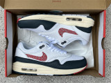 Authentic Nike Air Max 1 White/Red/Dark Blue