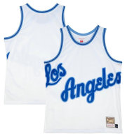 Men's Los Angeles Lakers Mitchell & Ness White Hardwood Classics Blown Out Fashion  Jersey