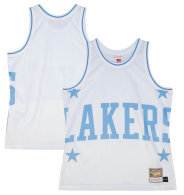 Men's Los Angeles Lakers Mitchell & Ness White Hardwood Classics Blown Out Fashion Jersey