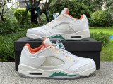 Authentic Air Jordan 5 Low WMNS Sail/Starfish/Neptune Green