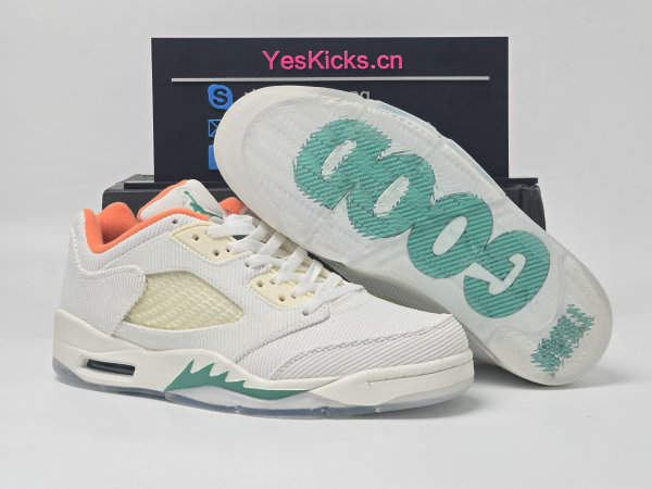 Authentic Air Jordan 5 Low WMNS Sail/Starfish/Neptune Green