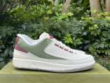 Authentic Air Jordan 2 Low WMNS Sail/Oil Green/Dark Team Red/Metallic Gold Grain