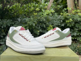 Authentic Air Jordan 2 Low WMNS Sail/Oil Green/Dark Team Red/Metallic Gold Grain