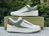 Authentic Air Jordan 2 Low WMNS Sail/Oil Green/Dark Team Red/Metallic Gold Grain