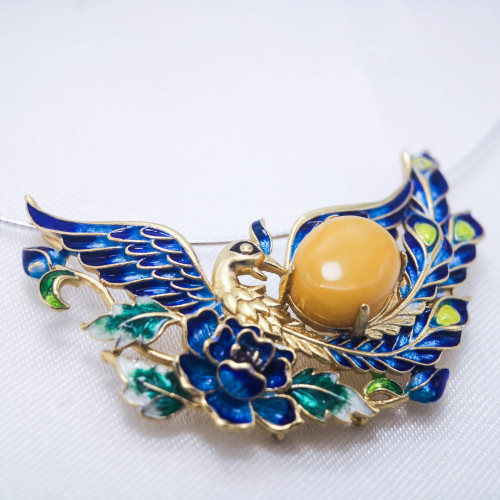 Burning Blue Cloisonné Necklace - Phoenix
