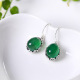 Green Drop - Chalcedony Silver Earrings