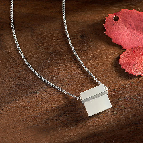 Rêve de Jade - Square - Dainty Silver Necklace