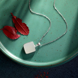 Rêve de Jade - Round Square  - Silver Necklace