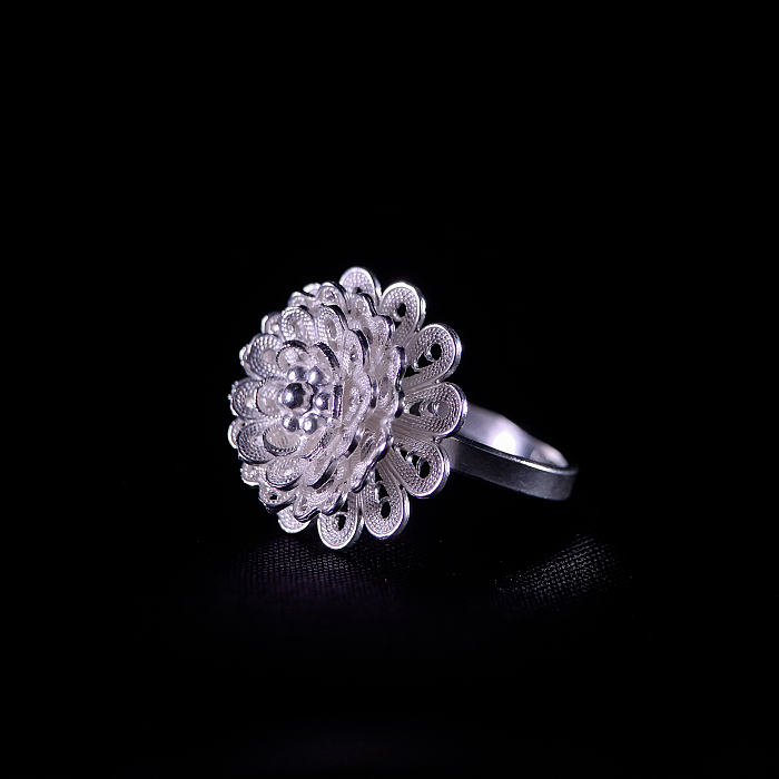  Blossom Flower - Miao Silver Filigree Ring