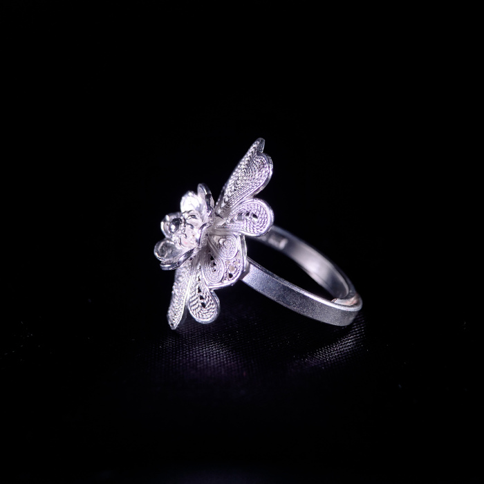 Flower -Miao Silver Filigree Ring